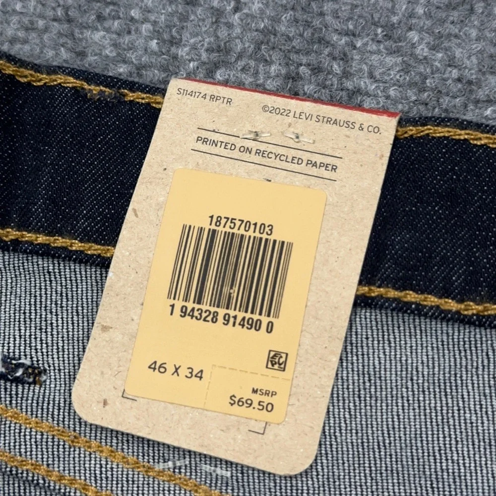 NEW Levi's 541 Athletic Taper Jeans Mens 46x34 Dark Indigo Wash Stretch Denim